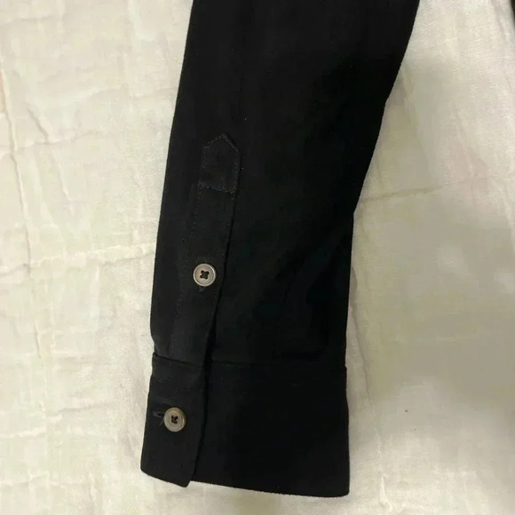 2/$12 Foxcroft Faux Suede Button Down Shirt 6 Black Relaxed Fit Classic Preppy - Picture 8 of 10